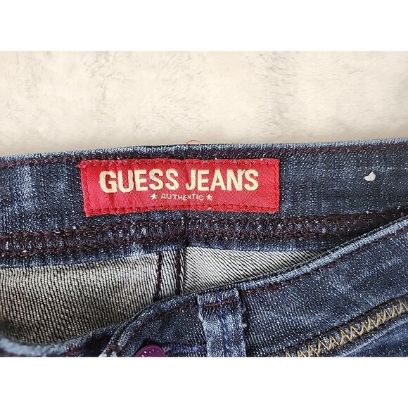 Vintage Guess Jeans Womens Boot Cut Blue Denim Purple Button size 26 Y2K - Picture 5 of 12